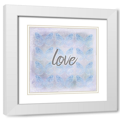 Love Butterfly White Modern Wood Framed Art Print with Double Matting by Allen, Kimberly