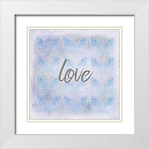 Love Butterfly White Modern Wood Framed Art Print with Double Matting by Allen, Kimberly