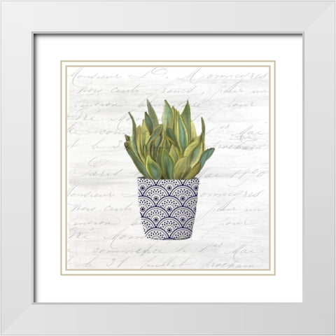 Blue Pots 2 White Modern Wood Framed Art Print with Double Matting by Kimberly, Allen
