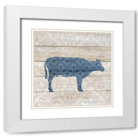 Farm Blues 1 White Modern Wood Framed Art Print with Double Matting by Kimberly, Allen