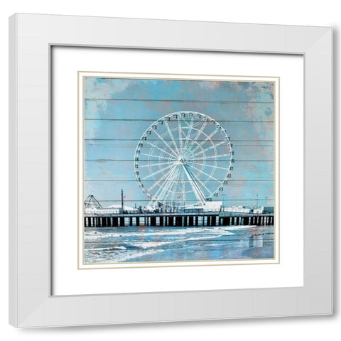 A Day at The Beach White Modern Wood Framed Art Print with Double Matting by Kimberly, Allen