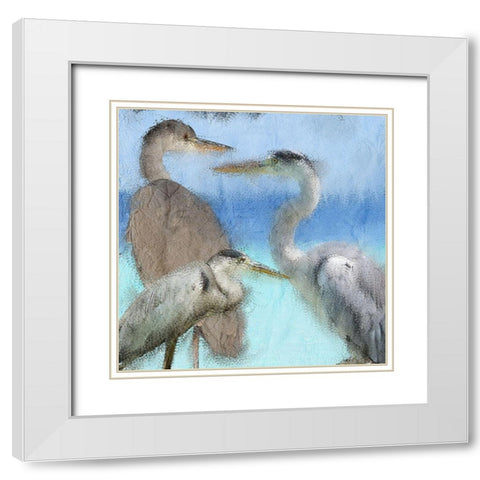 Herons White Modern Wood Framed Art Print with Double Matting by Kimberly, Allen