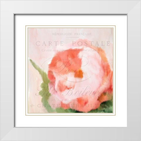 Pink Peony White Modern Wood Framed Art Print with Double Matting by Kimberly, Allen