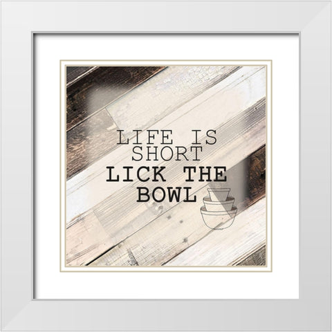 Lick The Bowl White Modern Wood Framed Art Print with Double Matting by Kimberly, Allen