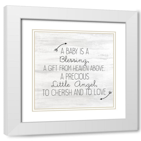 Little Angel White Modern Wood Framed Art Print with Double Matting by Kimberly, Allen