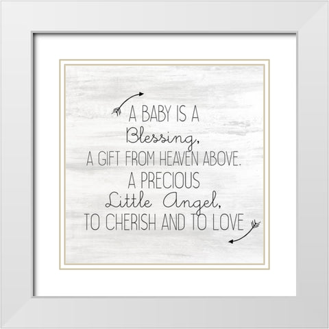 Little Angel White Modern Wood Framed Art Print with Double Matting by Kimberly, Allen