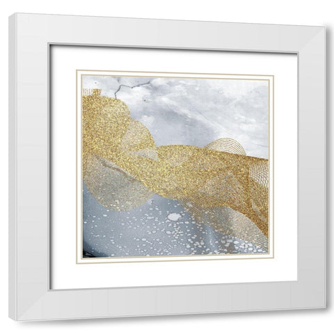 Blue Grey Gold White Modern Wood Framed Art Print with Double Matting by Kimberly, Allen