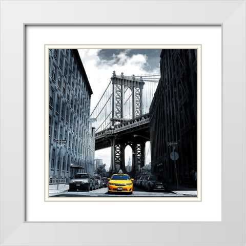 NY Bound 1 White Modern Wood Framed Art Print with Double Matting by Kimberly, Allen