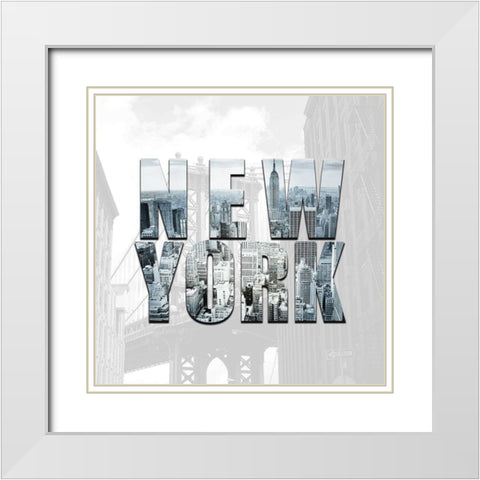 NY Bound 2 White Modern Wood Framed Art Print with Double Matting by Kimberly, Allen