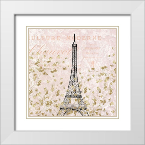 Paris Blush 3 White Modern Wood Framed Art Print with Double Matting by Kimberly, Allen