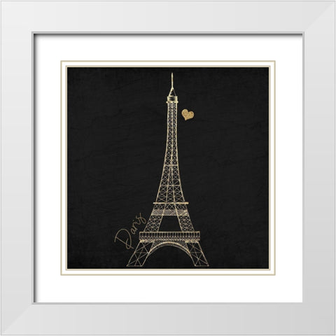 Paris Gold 1 White Modern Wood Framed Art Print with Double Matting by Kimberly, Allen