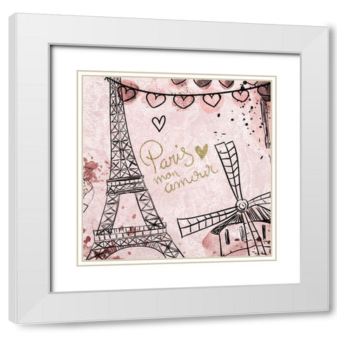 Paris mon Amour 2 White Modern Wood Framed Art Print with Double Matting by Kimberly, Allen
