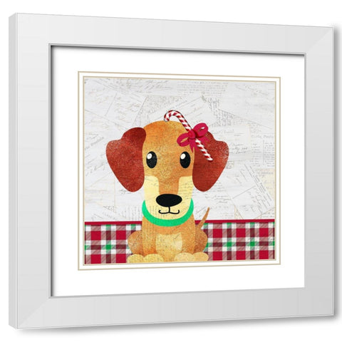 Christmas Woof 3 White Modern Wood Framed Art Print with Double Matting by Kimberly, Allen