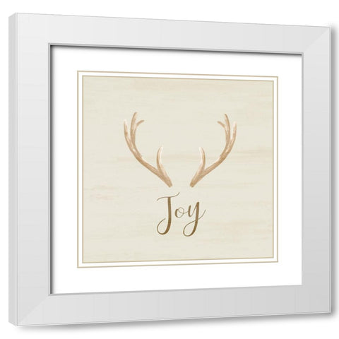 Joy Antler White Modern Wood Framed Art Print with Double Matting by Kimberly, Allen