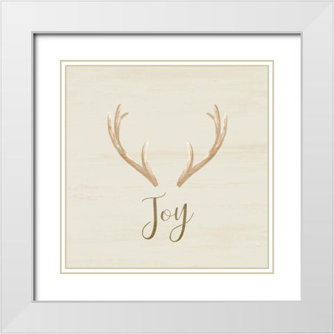 Joy Antler White Modern Wood Framed Art Print with Double Matting by Kimberly, Allen