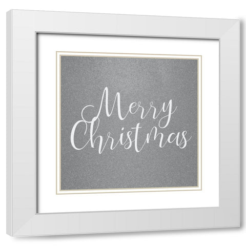 Merry Christmas Sparkle White Modern Wood Framed Art Print with Double Matting by Kimberly, Allen