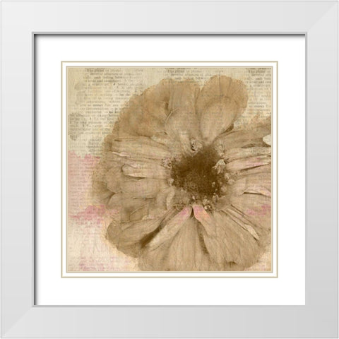 Newspaper Floral 1 White Modern Wood Framed Art Print with Double Matting by Allen, Kimberly