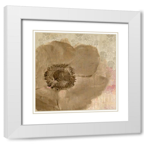 Newspaper Floral 2 White Modern Wood Framed Art Print with Double Matting by Allen, Kimberly