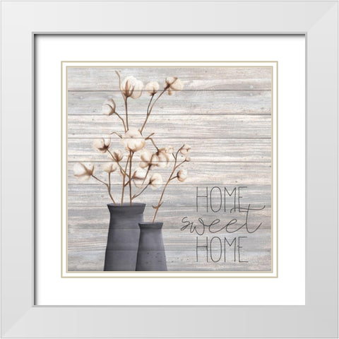 Cotton Home 1 White Modern Wood Framed Art Print with Double Matting by Kimberly, Allen