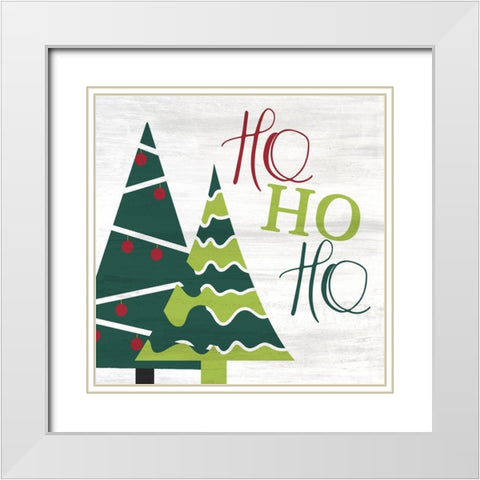 Ho Ho Ho Trees White Modern Wood Framed Art Print with Double Matting by Kimberly, Allen