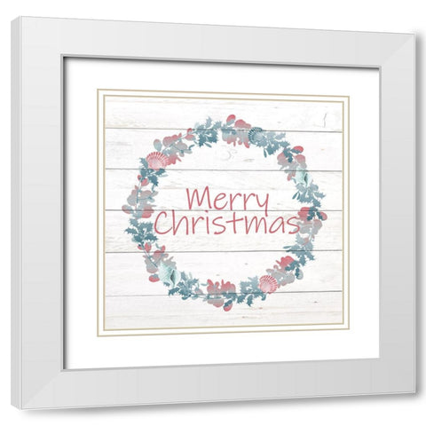 Sea Shell Wreath White Modern Wood Framed Art Print with Double Matting by Kimberly, Allen