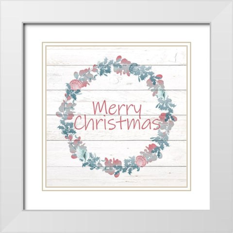 Sea Shell Wreath White Modern Wood Framed Art Print with Double Matting by Kimberly, Allen