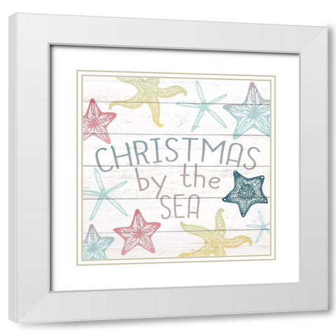 Christmas by The Sea White Modern Wood Framed Art Print with Double Matting by Kimberly, Allen