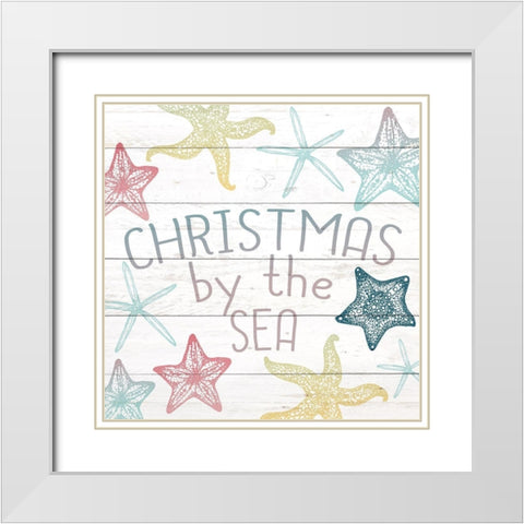 Christmas by The Sea White Modern Wood Framed Art Print with Double Matting by Kimberly, Allen