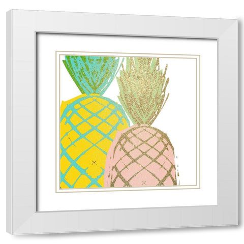 Pineapple Bright 1 White Modern Wood Framed Art Print with Double Matting by Kimberly, Allen