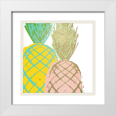 Pineapple Bright 1 White Modern Wood Framed Art Print with Double Matting by Kimberly, Allen