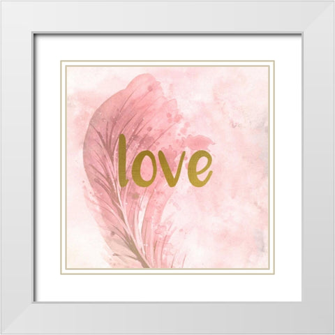 Feathered Love White Modern Wood Framed Art Print with Double Matting by Allen, Kimberly