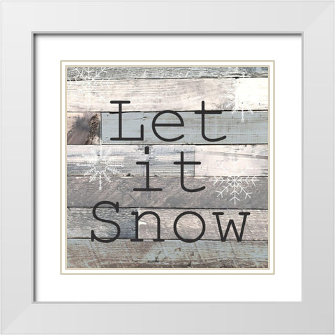 Let it Snow White Modern Wood Framed Art Print with Double Matting by Kimberly, Allen