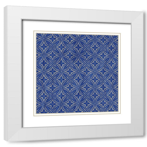 Blue Patterned 1 White Modern Wood Framed Art Print with Double Matting by Kimberly, Allen