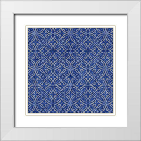 Blue Patterned 1 White Modern Wood Framed Art Print with Double Matting by Kimberly, Allen
