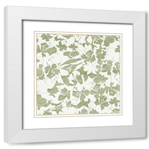 Pattern Flowers Square 1 White Modern Wood Framed Art Print with Double Matting by Kimberly, Allen