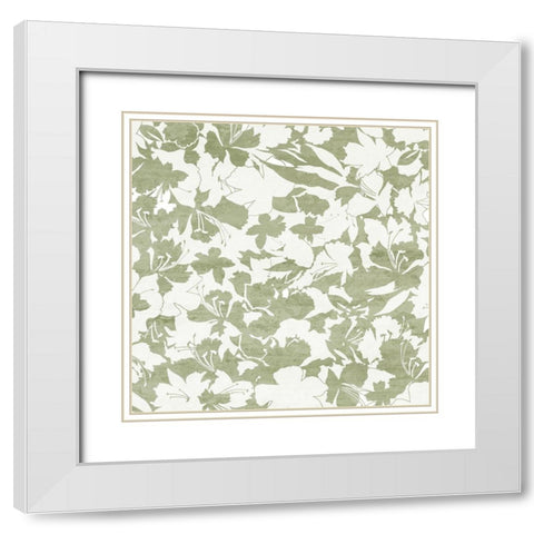 Pattern Flowers Square 2 White Modern Wood Framed Art Print with Double Matting by Kimberly, Allen