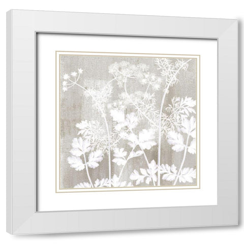 Neutral Botanical Square 2 White Modern Wood Framed Art Print with Double Matting by Kimberly, Allen