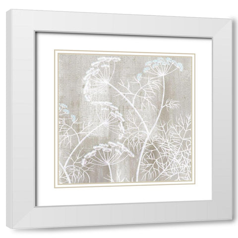 Neutral Botanical Square 3 White Modern Wood Framed Art Print with Double Matting by Kimberly, Allen