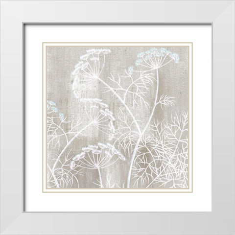 Neutral Botanical Square 3 White Modern Wood Framed Art Print with Double Matting by Kimberly, Allen