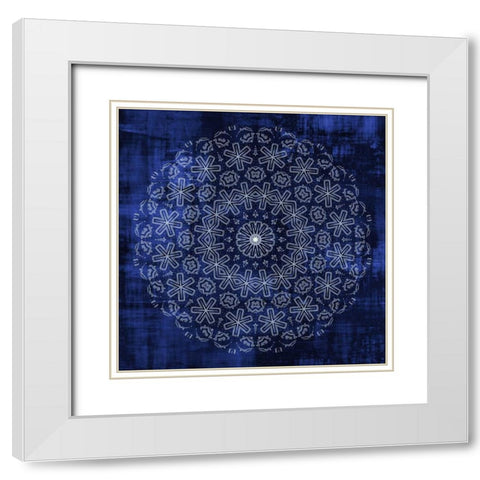 Indigo Mandala 1 White Modern Wood Framed Art Print with Double Matting by Allen, Kimberly