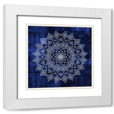 Indigo Mandala 2 White Modern Wood Framed Art Print with Double Matting by Allen, Kimberly