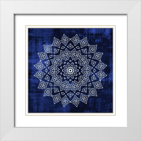 Indigo Mandala 2 White Modern Wood Framed Art Print with Double Matting by Allen, Kimberly