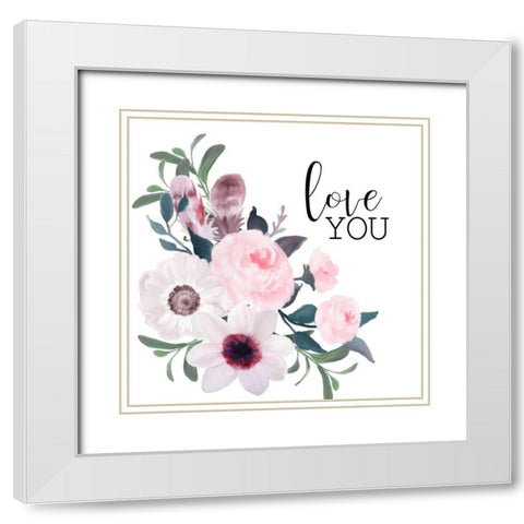 Love You White Modern Wood Framed Art Print with Double Matting by Kimberly, Allen