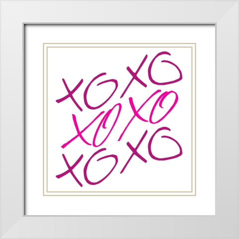 XOXO 1 White Modern Wood Framed Art Print with Double Matting by Allen, Kimberly