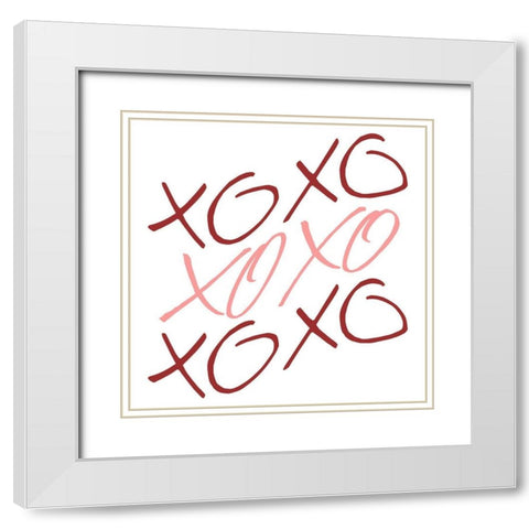 XOXO 1 White Modern Wood Framed Art Print with Double Matting by Kimberly, Allen