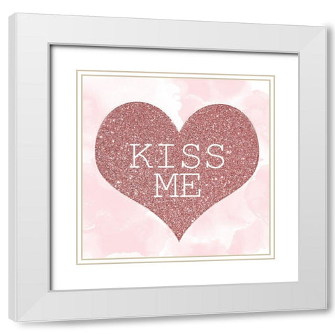 Glitter Heart 1 White Modern Wood Framed Art Print with Double Matting by Kimberly, Allen