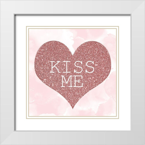 Glitter Heart 1 White Modern Wood Framed Art Print with Double Matting by Kimberly, Allen