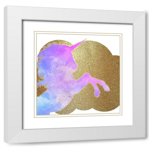 Little Unicorn 1 White Modern Wood Framed Art Print with Double Matting by Kimberly, Allen