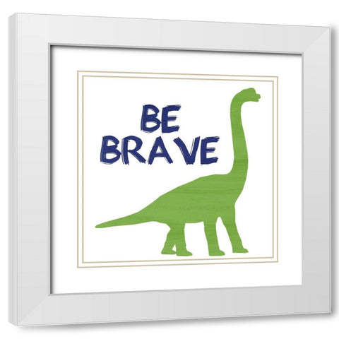 Brave Dino 1 White Modern Wood Framed Art Print with Double Matting by Kimberly, Allen