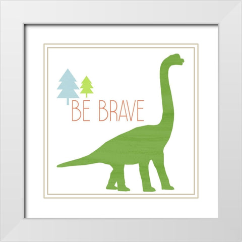 Dino Brave 1 White Modern Wood Framed Art Print with Double Matting by Kimberly, Allen